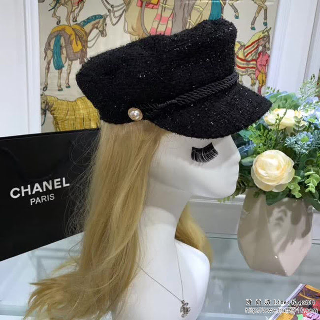 CHANEL香奈兒 2018秋冬小香風火爆經典款 時尚八角帽 百搭英倫軍帽 LLWJ6296